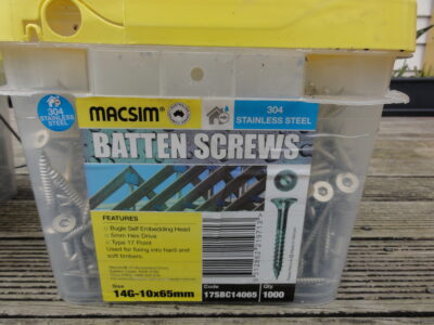 Batten Screw 65mm Stainless Steel 304 (1000pcs)