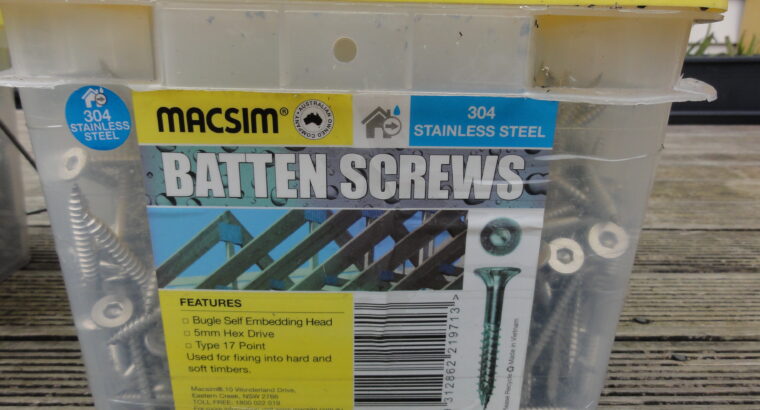 Batten Screw 65mm Stainless Steel 304 (1000pcs)