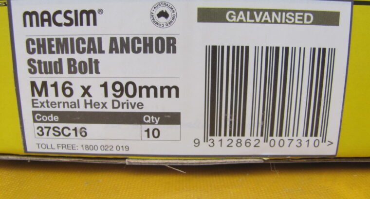 CHEMICAL ANCHOR STUD BOLT M16 x 190mm(10pcs)