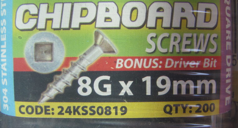 CHIPBOARD stainless steel SCREWS 8G x 19mm (200pc)