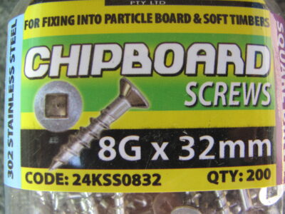 CHIPBOARD stainless steel SCREWS 8G x 32mm (200pc)
