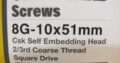 CHIPBOARD stainless steel SCREWS 8G x 51mm 1000pcs