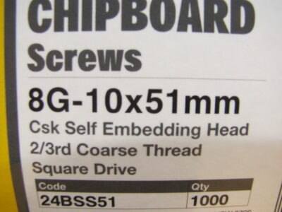 CHIPBOARD stainless steel SCREWS 8G x 51mm 1000pcs