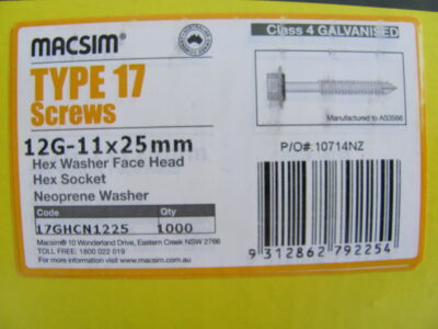 TYPE 17 ROOFING SCREWS – 12G-11 x 25mm (1000pcs)