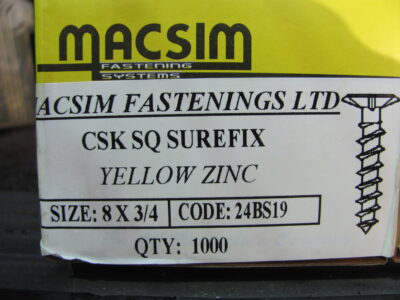 CHIPBOARD YELLOW ZINC SCREWS 8 x 3/4 (1000pc)