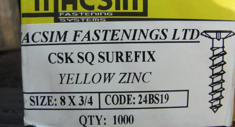 CHIPBOARD YELLOW ZINC SCREWS 8 x 3/4 (1000pc)
