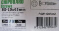 CHIPBOARD YELLOW ZINC SCREWS 8G-10 x 65mm (500pc)