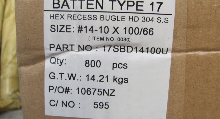 Batten Screw 14G-10x100mm S/Steel 304(800pcs)