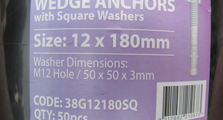 WEDGE ANCHORS 12mm x 180mm GALVANISED(10pcs)