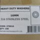 M16 ROUND WASHER 316 Stainless Steel (100pcs)