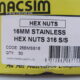 M16 HEX NUTS 316 Stainless Steel (50pcs)