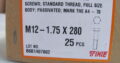 M12 x 280mm 316 Stainless Steel Hex Head Bolt