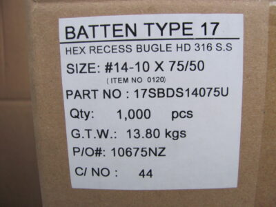 Batten Screw 75mm Stainless Steel 316 (1000psc)