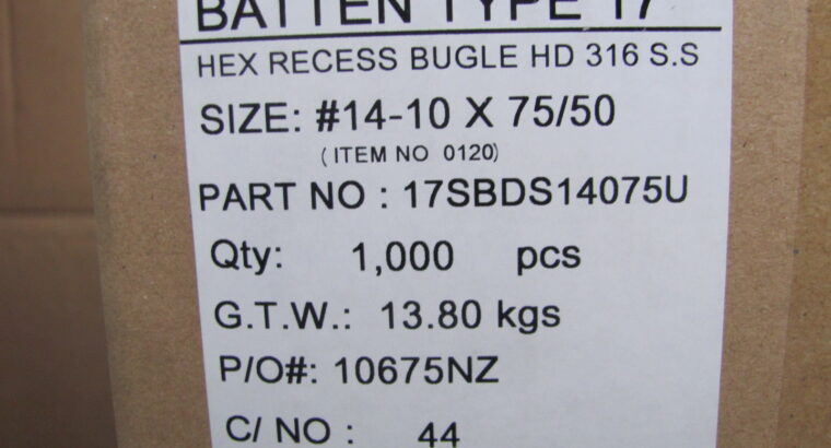 Batten Screw 75mm Stainless Steel 316 (1000psc)