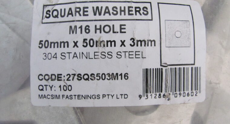 Square Washer Stainless Steel 304 M16 50x50x3