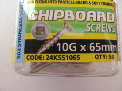 CHIPBOARD stainless steel SCREWS 10G x 65mm (50pc)