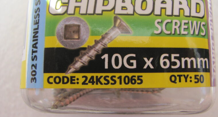 CHIPBOARD stainless steel SCREWS 10G x 65mm (50pc)