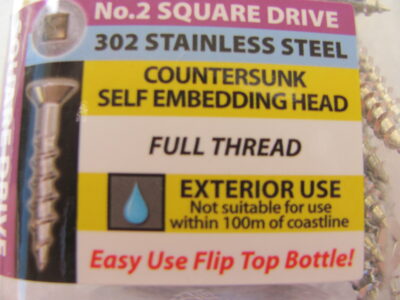 CHIPBOARD stainless steel SCREWS 10G x 65mm (50pc)