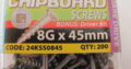 CHIPBOARD stainless steel SCREWS 8G x 45mm (200pc)