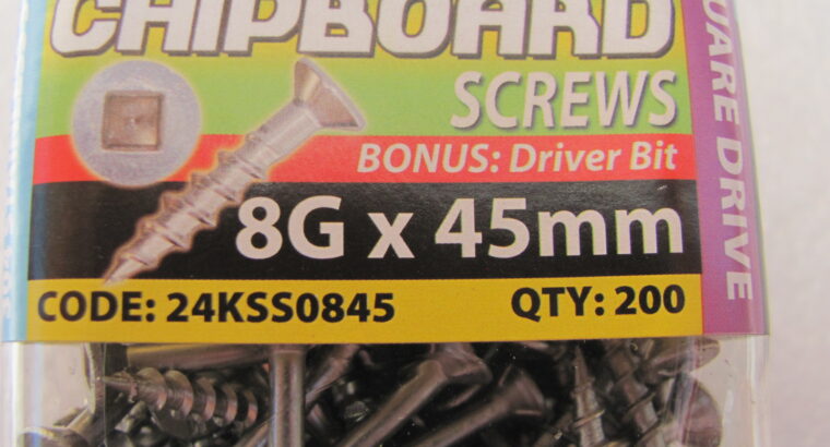 CHIPBOARD stainless steel SCREWS 8G x 45mm (200pc)