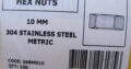 HEX NUTS M10 Stainless Steel 304(100pcs)