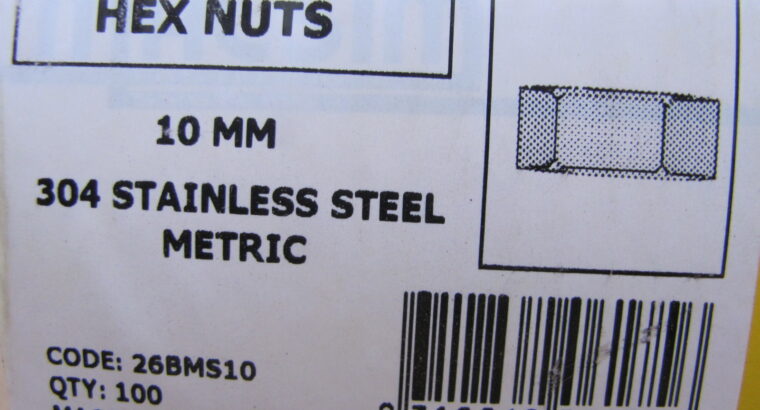 HEX NUTS M10 Stainless Steel 304(100pcs)