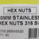 M20 HEX NUTS 316 Stainless Steel (50pcs)