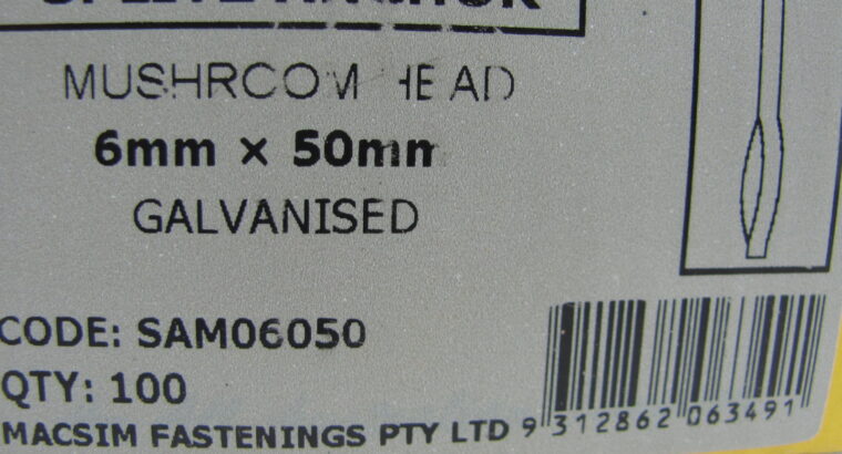 SPLITZ ANCHOR GALVANISED 6mm x 50mm