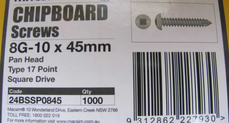 CHIPBOARD s/s 304 SCREWS 8G-10 x 45mm (200)