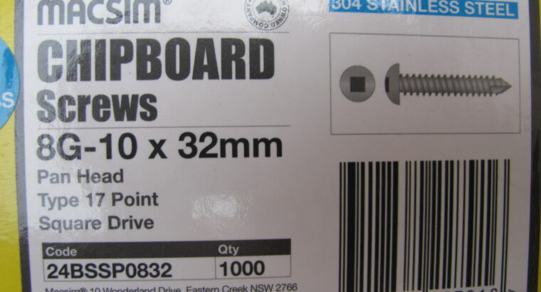 CHIPBOARD s/s 304 SCREWS 8G-10 x 32mm (200)