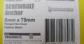 ANCHOR SCREWBOLT GALVANIZED 8mm x 75mm
