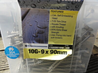 DECKING SCREWS 10G-9 x 90mm 304 S/S (QTY 500pcs)