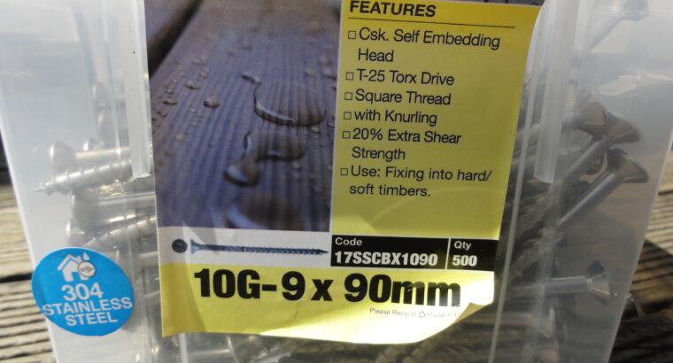DECKING SCREWS 10G-9 x 90mm 304 S/S (QTY 500pcs)