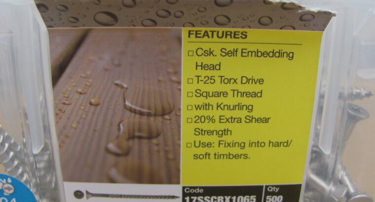 DECKING SCREWS 10G-9 x 65mm 304 S/S (QTY 500pcs)