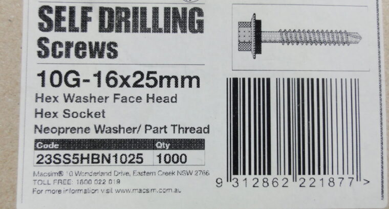 SELF DRILLING SCREWS STAINLESS STEEL 10G-16 x 25mm