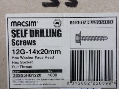 SELF DRILLING SCREWS STAINLESS STEEL 12G-14 x 20mm