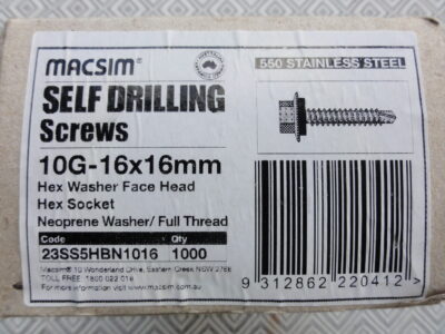 SELF DRILLING SCREWS STAINLESS STEEL 10G-16 x 16mm