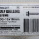 SELF DRILLING SCREWS STAINLESS STEEL 10G-16 x 16mm