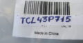 STAND(LEGS) for TV TCL 43P715 with SCREWS