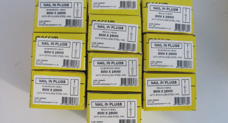 Nylon Nail-In Mushroom Head 304 S/S 5mm x 25mm