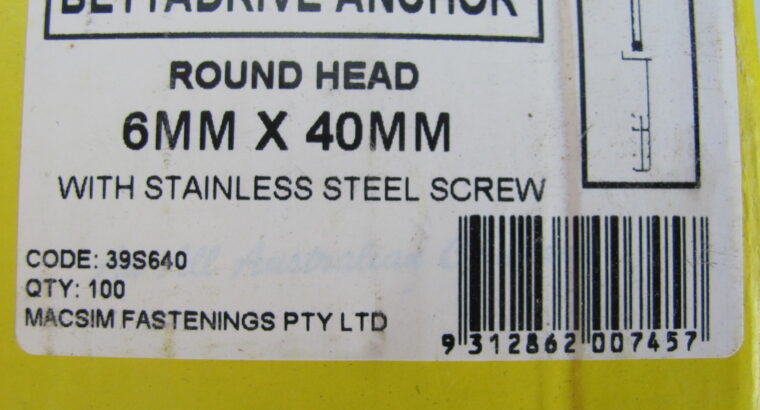 Nylon Nail-In Round Head 304 S/S 6mm x 40mm