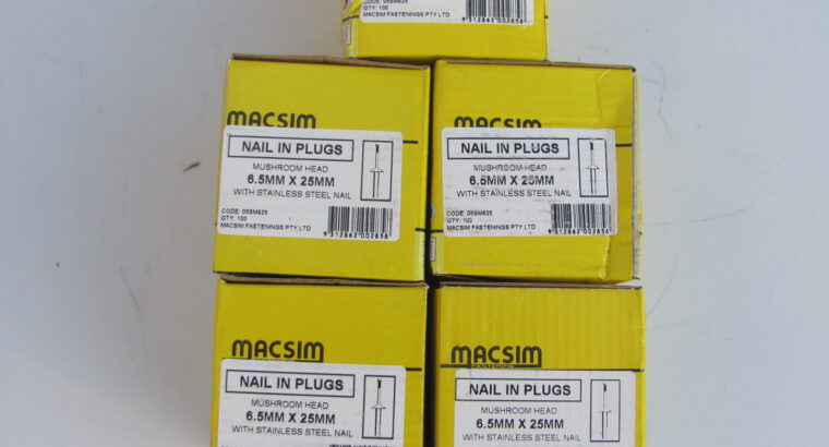 Nylon Nail-In Mushroom Head 304 S/S 6.5mm x 25mm