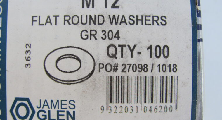 M12 ROUND WASHER 304 Stainless Steel (100pcs)