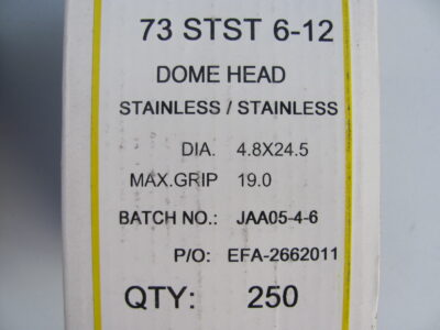 STAINLESS STEEL Blind Rivets 4.8mm x 19mm(250)