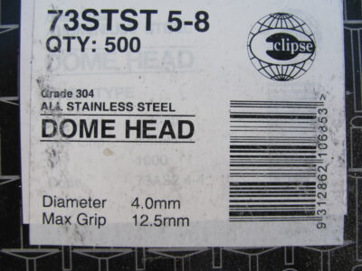 STAINLESS STEEL Blind Rivets 4.0mm x 12.5mm (500)