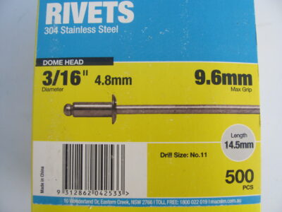 STAINLESS STEEL Blind Rivets 3/16 x 9.6mm(500)