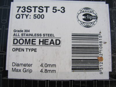 STAINLESS STEEL Blind Rivets 4.0mm x 4.8mm (500)