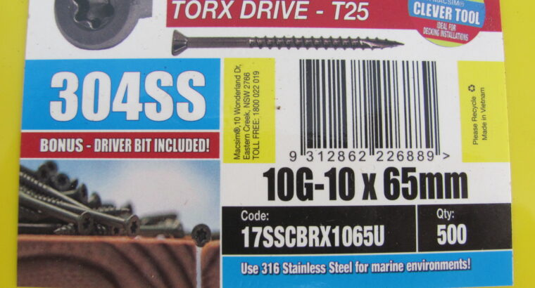 DECKING SCREWS 10G-10 x 65mm 316 S/S (QTY 500pcs)