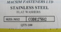 M12 ROUND WASHER 316 Stainless Steel (100pcs)