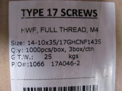 TYPE 17 SCREWS 14G-10 x 35mm GALV (1000pcs)